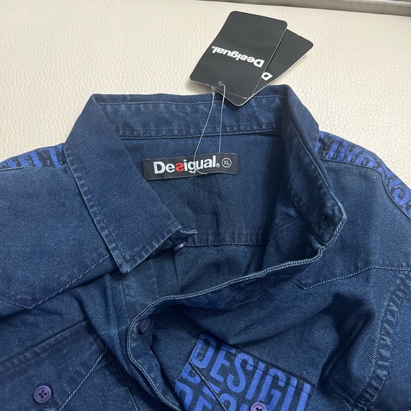 NWT - Desigual Men’s Two Stylish Pockets Long Sleeve Denim Shirt - Size XL - Picture 4 of 10